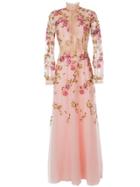 Costarellos Flower-embroidered Gown - Pink