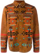 Valentino Geometric Patch Shirt, Men's, Size: 48, Brown, Lamb Skin/goat Skin