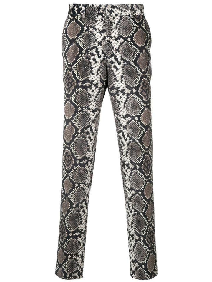 Sss World Corp Snakeskin Effect Slim Trousers - Black