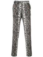 Sss World Corp Snakeskin Effect Slim Trousers - Black