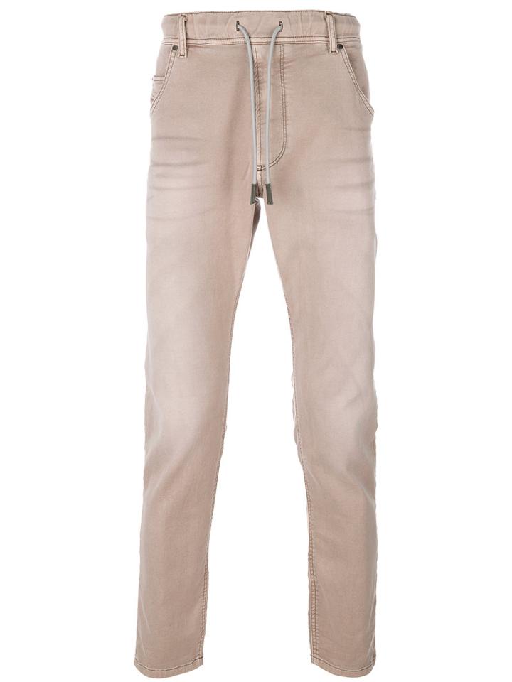 Diesel - Drawstring Slim Fit Jeans - Men - Cotton/polyester/spandex/elastane - 28, Nude/neutrals, Cotton/polyester/spandex/elastane