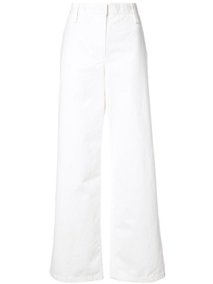 The Row Werto Slub Palazzo Pant - White