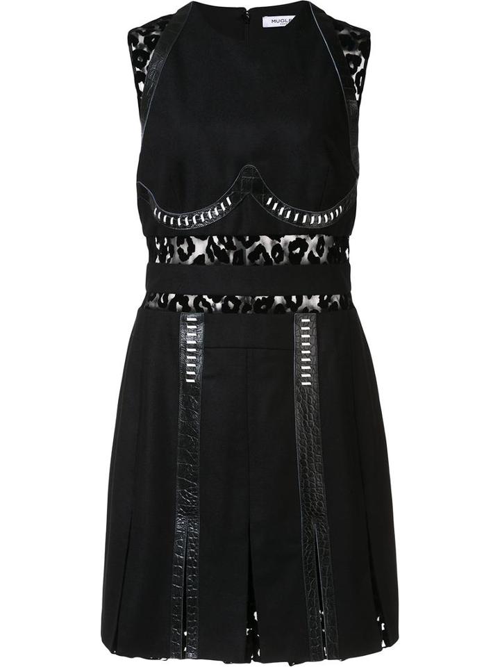 Mugler Lace Insert Dress, Women's, Size: 36, Black, Polyamide/virgin Wool