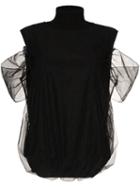Simone Rocha Tulle Overlay Knit Tank Top - Black