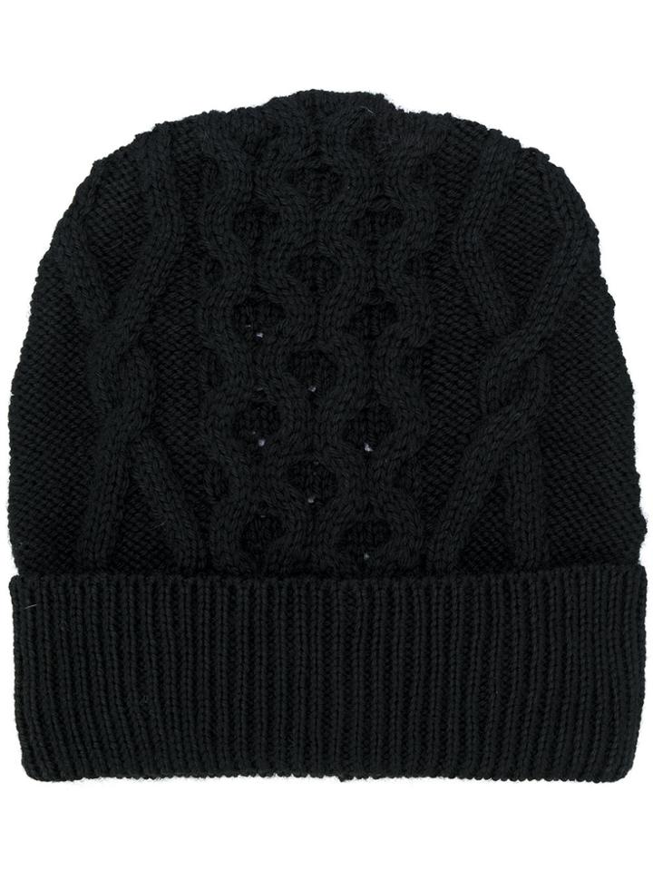 Maison Margiela Cable Knit Beanie - Black