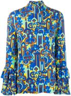 La Doublej Frill Wrist Turtleneck Top - Blue