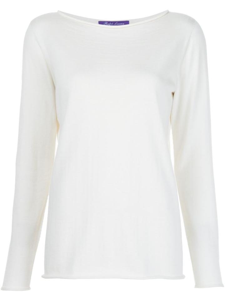 Ralph Lauren Black Raw Edge Sweater, Women's, Size: Small, White, Silk/cashmere