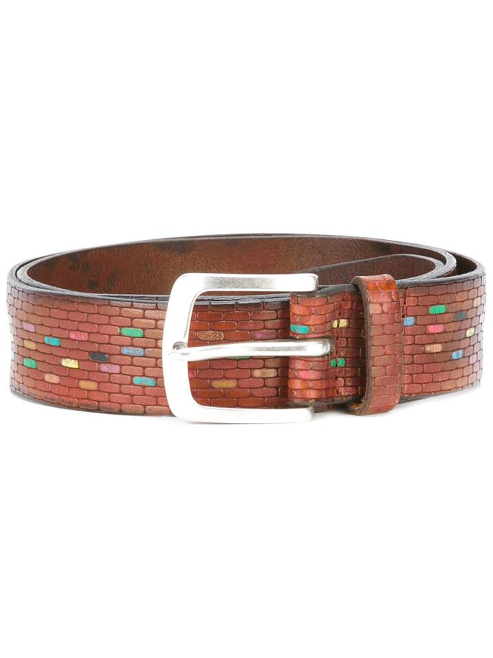 Orciani Lizard Skin Effect Belt, Men's, Size: 105, Brown, Leather