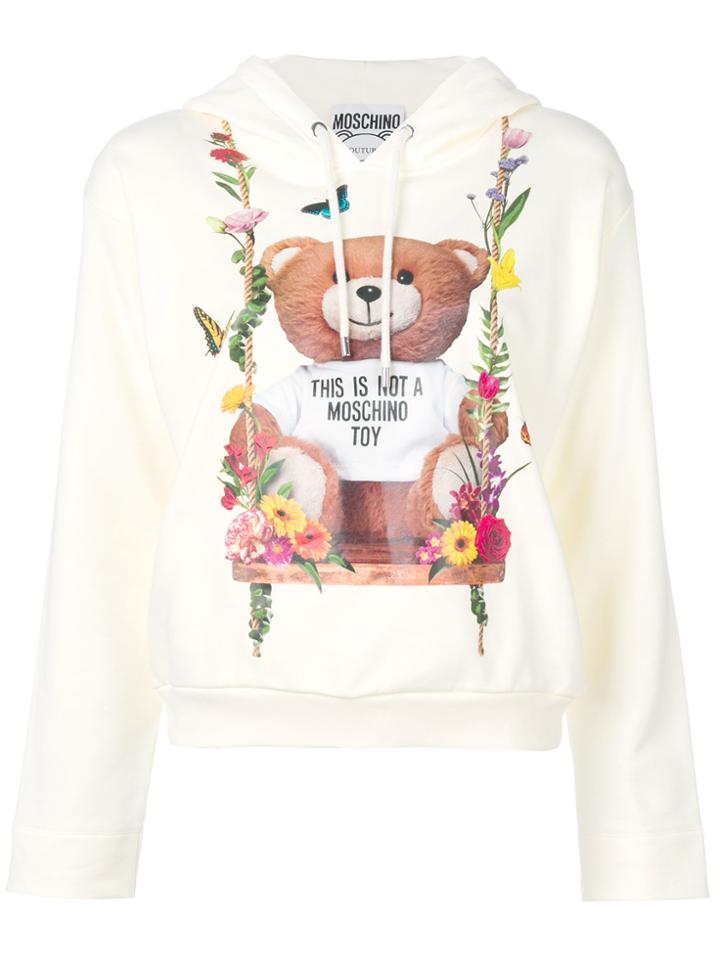 Moschino Teddy Print Hoody - White