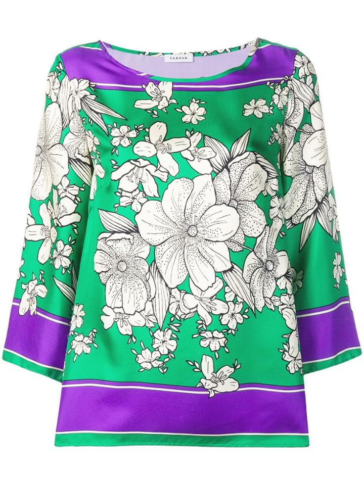 P.a.r.o.s.h. Loose Fit Floral Top - Green
