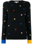 Chinti & Parker Floral Embroidered Sweater - Black