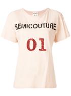 Semicouture 01 Sequinned T-shirt - Nude & Neutrals