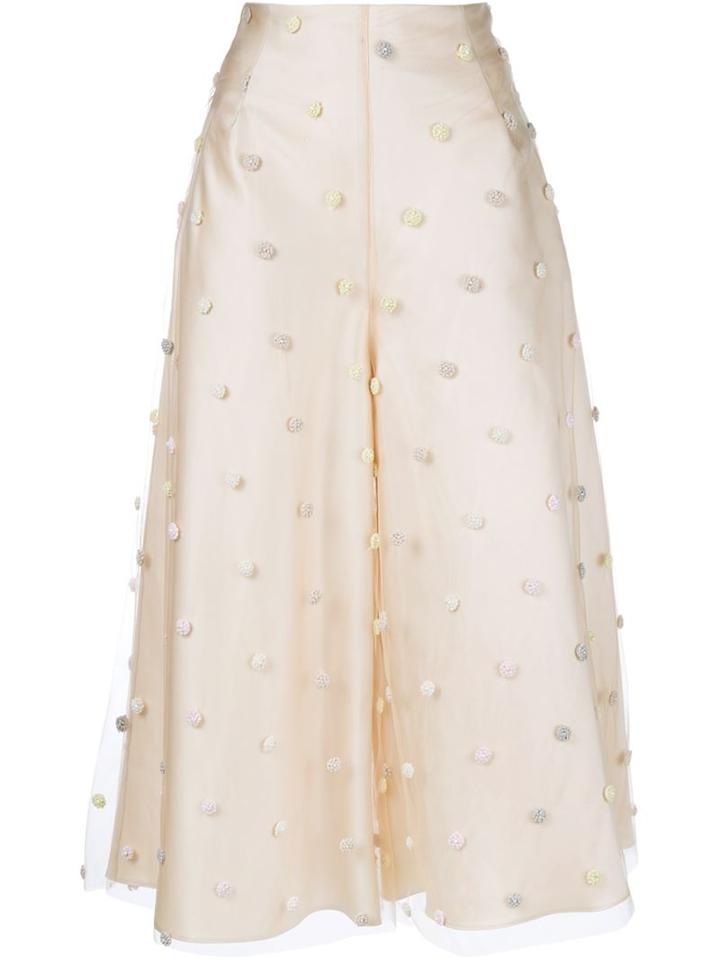 Natasha Zinko Silk Embroidered Culottes, Women's, Size: 38, Nude/neutrals, Silk/cotton