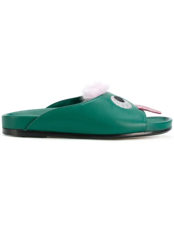 Anya Hindmarch Eyes Slides - Green
