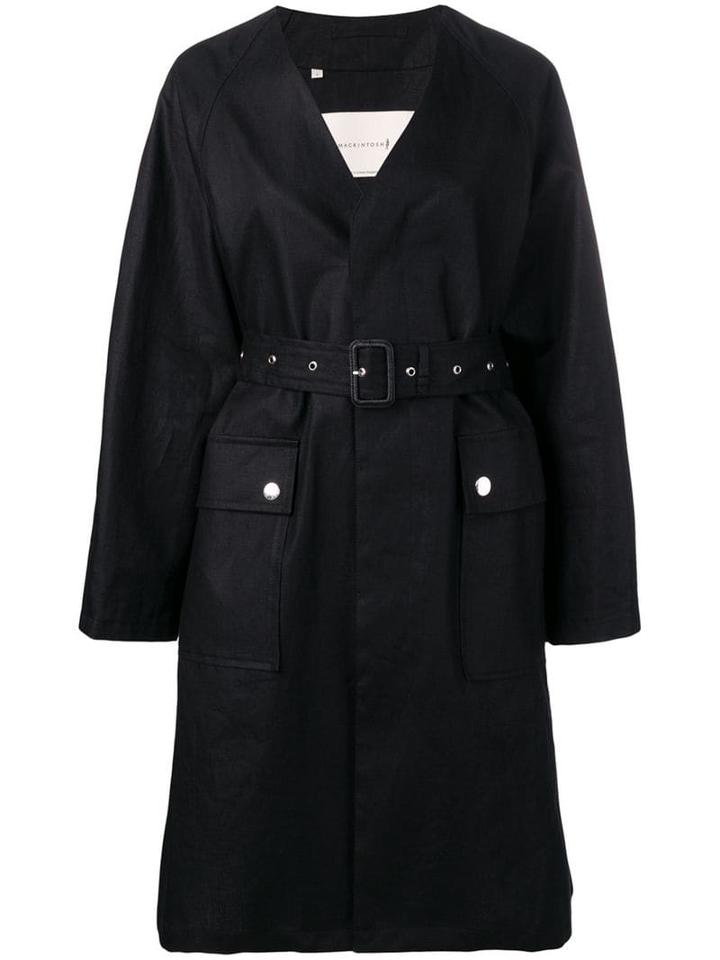 Mackintosh Black Storm System Linen V-neck Coat Lm-096b