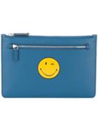 Anya Hindmarch Smile Clutch, Men's, Blue, Calf Leather