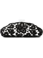 Chanel Vintage Large Floral Lace Clutch - Black