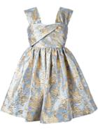 Msgm Gold-tone Jacquard Roses Dress, Women's, Size: 42, Blue, Polyester/polyamide/metallic Fibre