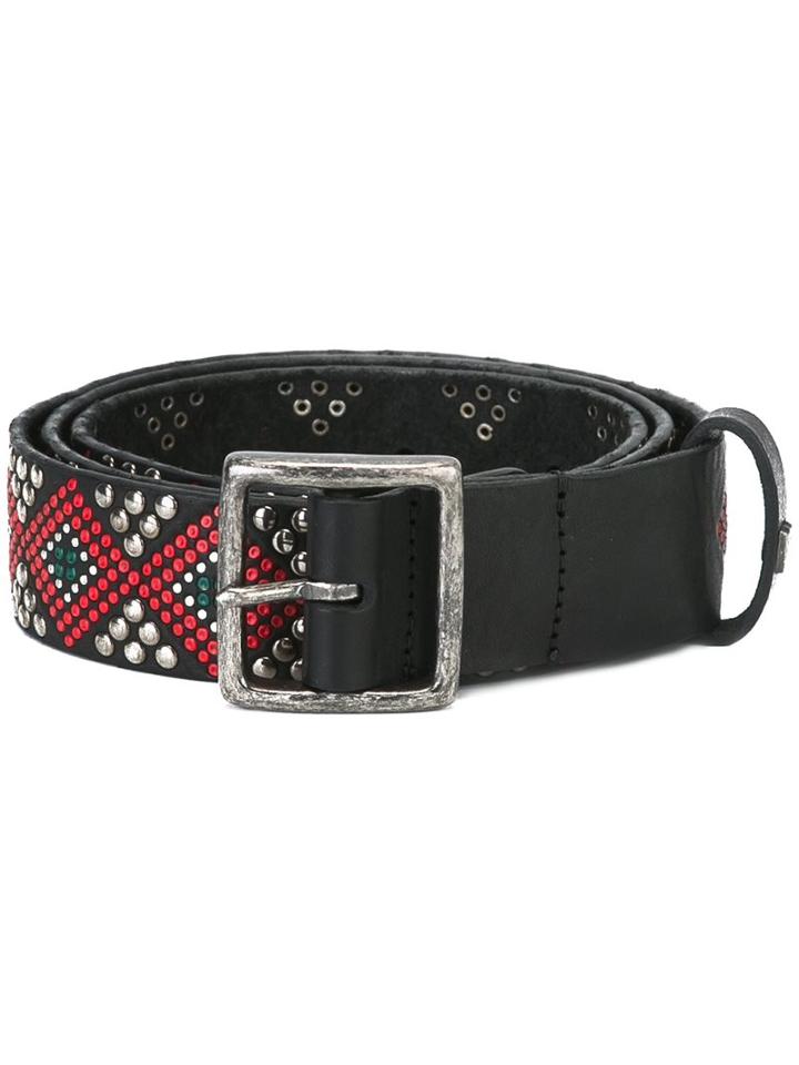 Htc Hollywood Trading Company Geometric Studded Belt, Men's, Size: 80, Black, Leather/metal