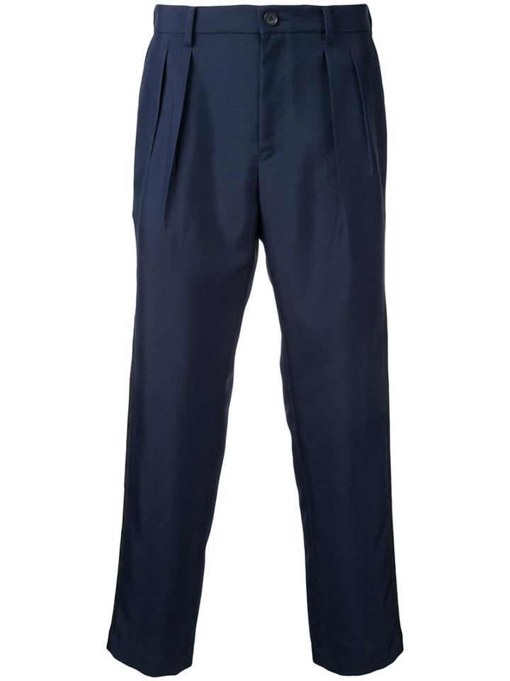 En Route - Drop-crotch Cropped Trousers - Men - Polyester - 1, Blue, Polyester