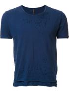 Miharayasuhiro Distressed Layered T-shirt, Men's, Size: 46, Blue, Cotton
