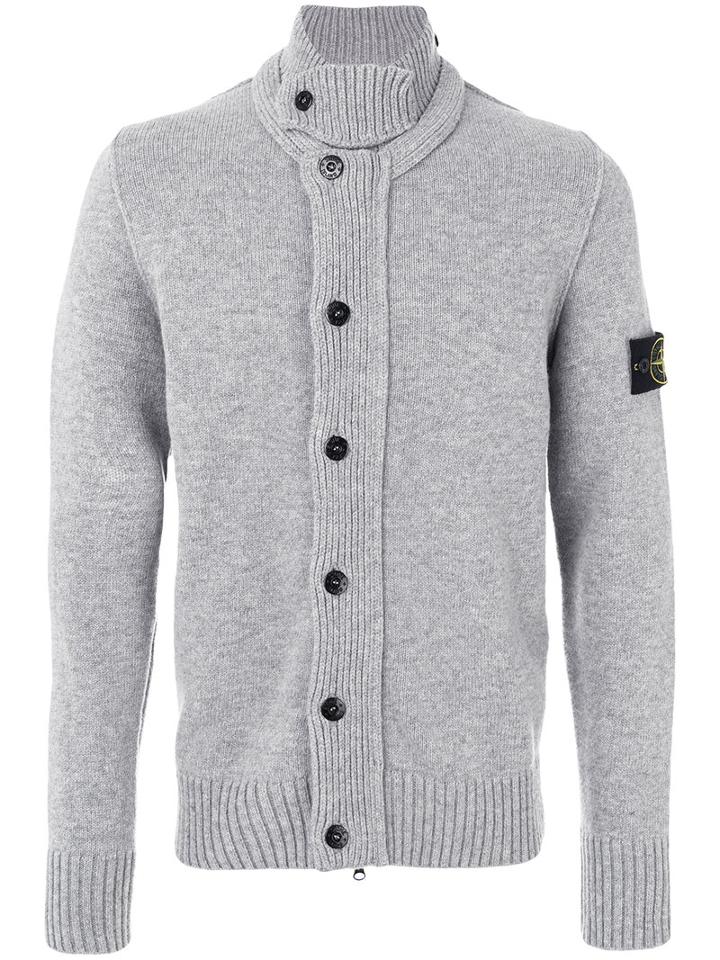 Stone Island - Button Up Roll Neck Cardigan - Men - Polyamide/wool - M, Grey, Polyamide/wool