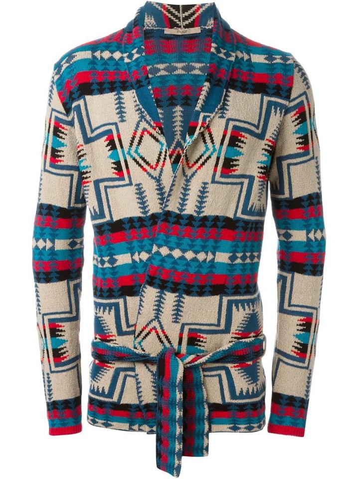 Nuur Aztec Intarsia Cardi-coat, Men's, Size: 52, Cotton/polyamide