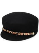 Eugenia Kim Ribbon Chain Flat Cap - Black