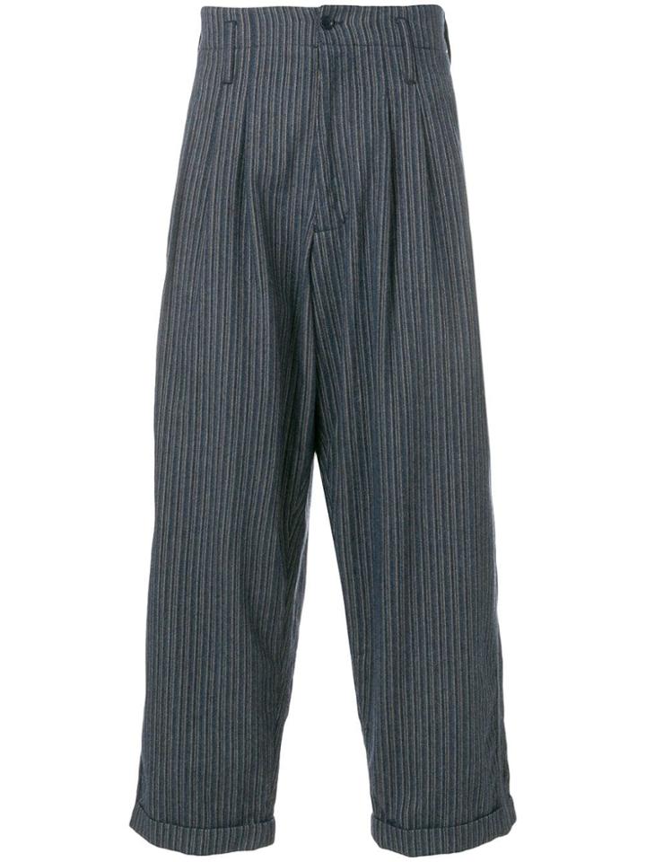 Ymc Striped Wide Leg Trousers - Blue