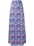 Ultràchic Kite Patterned Maxi Skirt, Women's, Size: 40, Blue, Cotton/spandex/elastane