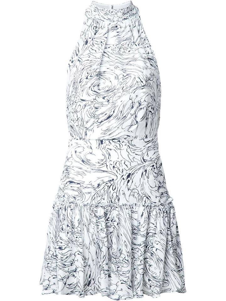 Elizabeth And James Wave Print Mini Dress, Women's, Size: 6, White, Polyester/silk