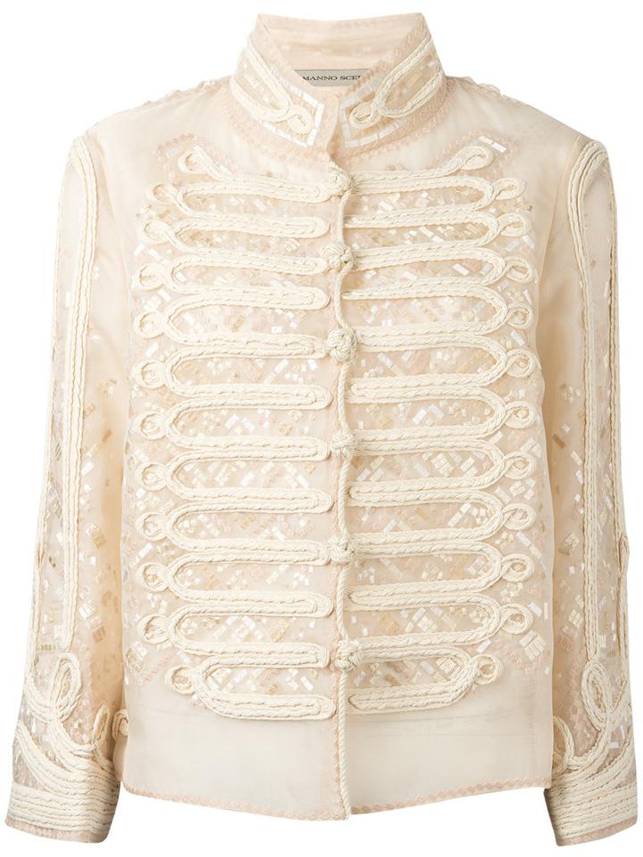 Ermanno Scervino - Double-breasted High Neck Shirt - Women - Silk/viscose - 42, Nude/neutrals, Silk/viscose