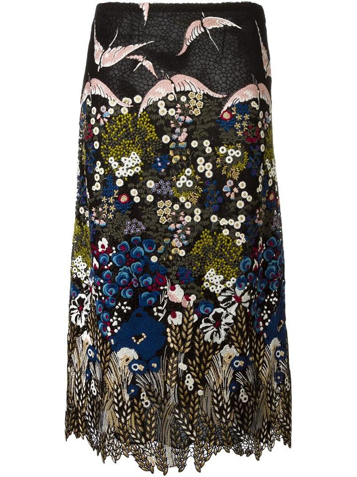 Valentino 'landscape' Embroidered Skirt