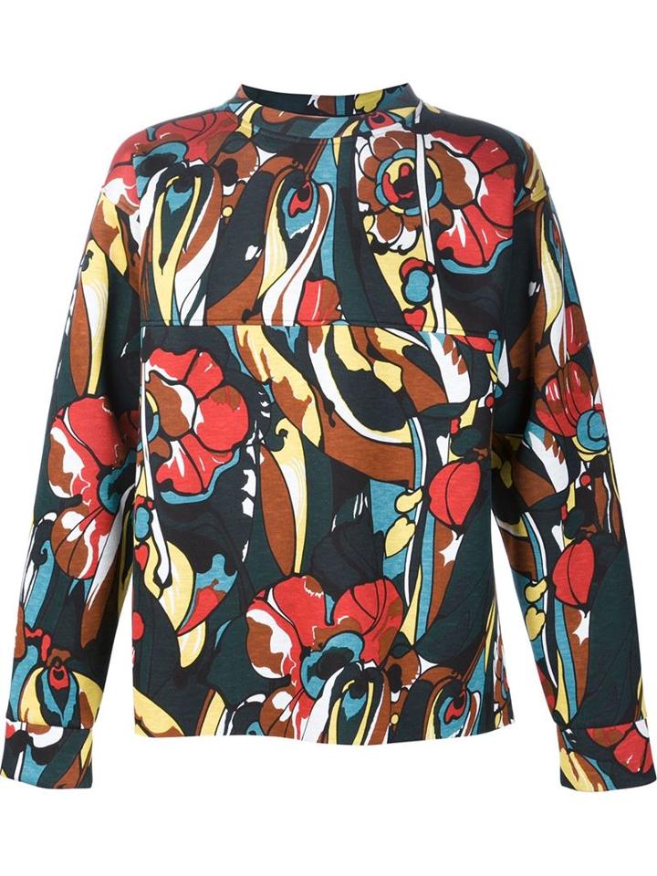 Marni Floral Pattern Sweatshirt, Men's, Size: 48, Black, Viscose