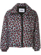 Msgm Leopard Print Zip-up Puffer Jacket - Blue