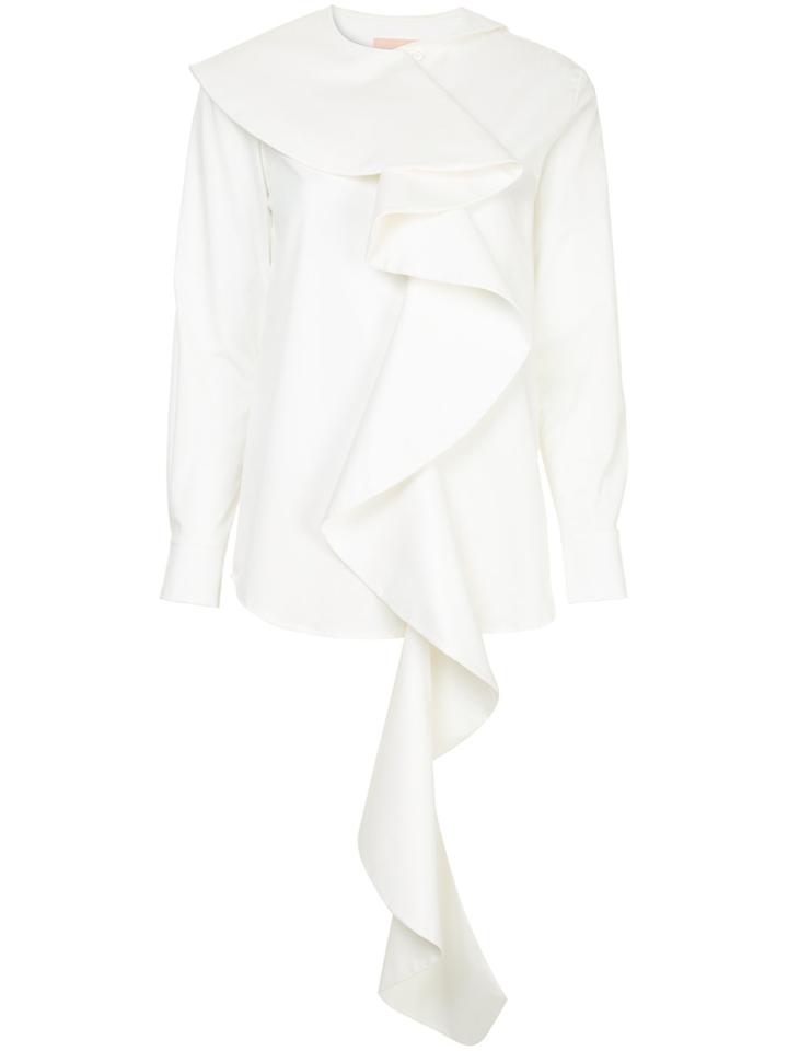 Liya Flared Front Detail Shirt - White