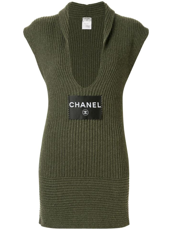 Chanel Pre-owned Cashmere Plunge-neck Dress - Green
