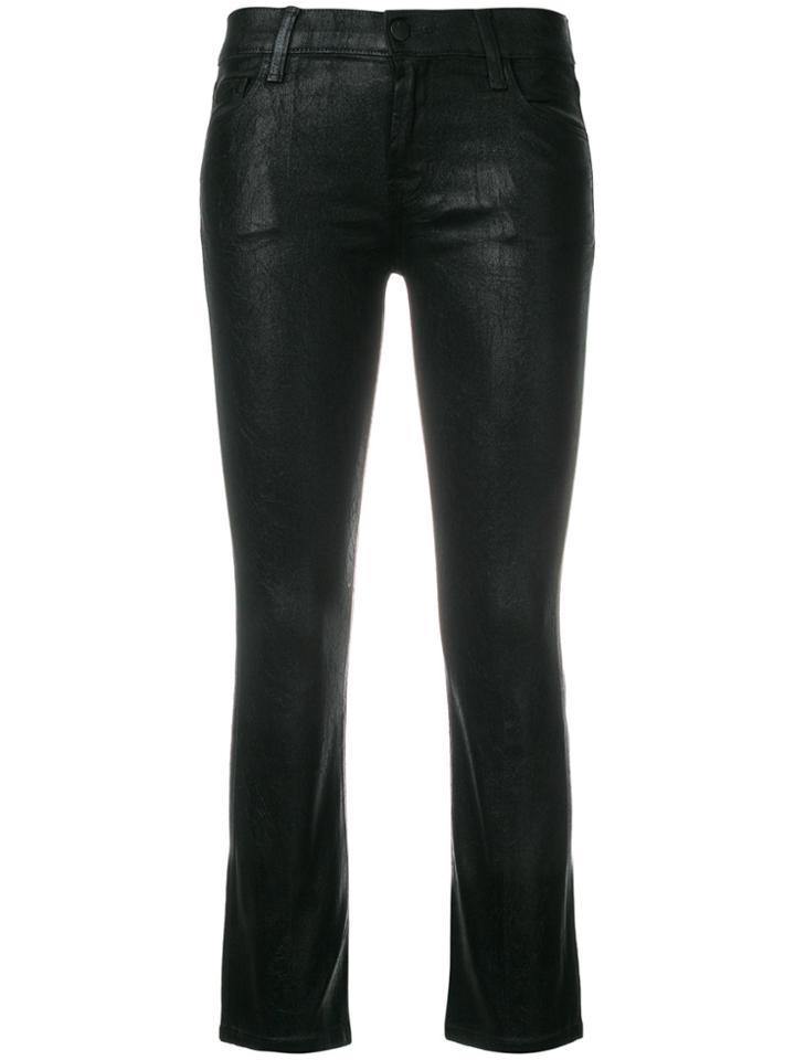 J Brand Coated Cropped Jeans - Black