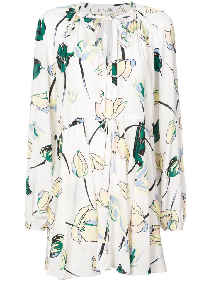Dvf Diane Von Furstenberg Floral Short Dress - White
