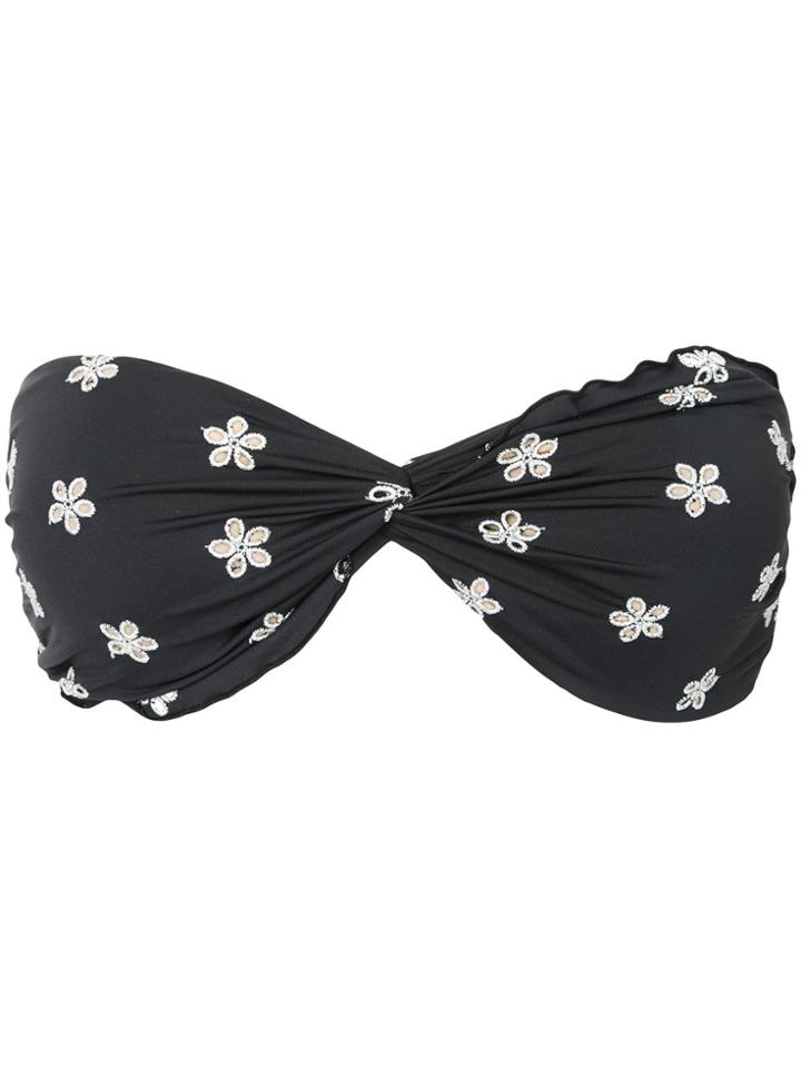 Peony Fleur Twist Bandeau Top - Black