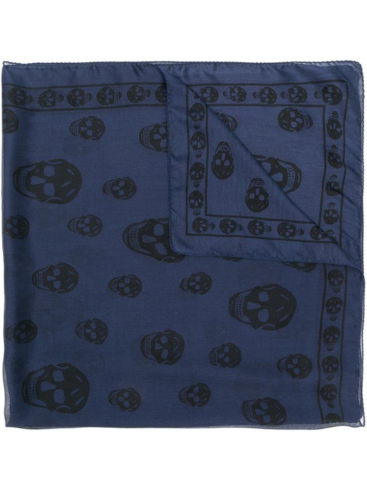 Alexander Mcqueen Skull Print Foulard - Blue
