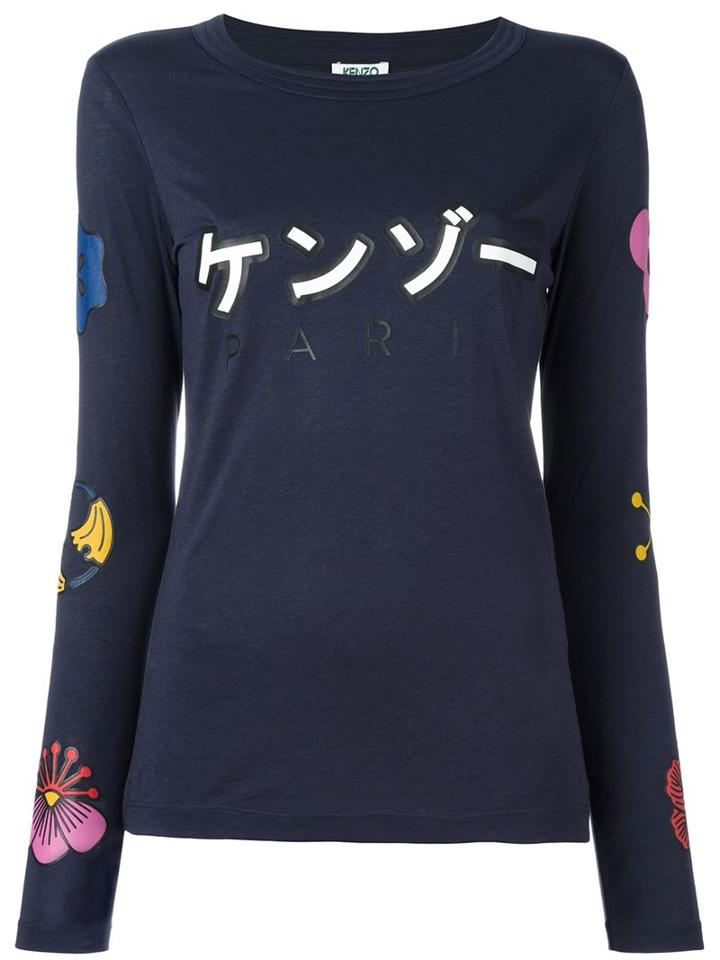 Kenzo Logo Print T-shirt, Women's, Size: Small, Blue, Modal/cotton