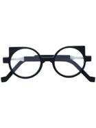 Vava Pointed Round Frame Glasses - Black