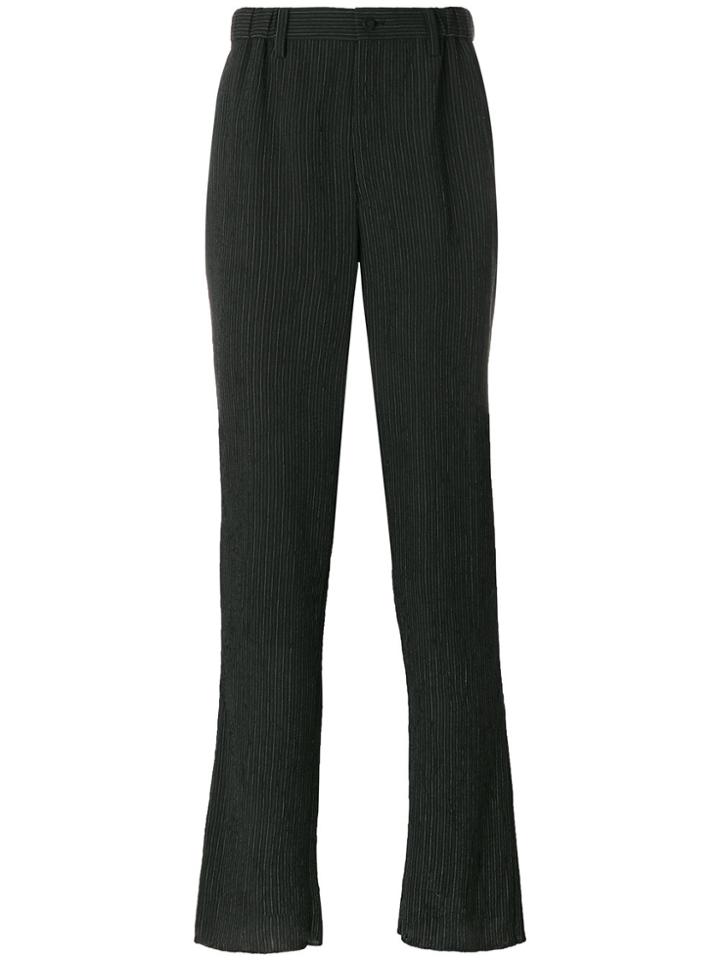 Issey Miyake Men Pinstripe Trousers - Black