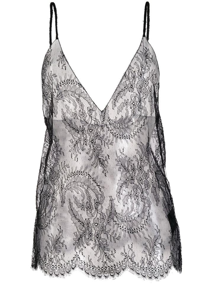 Saint Laurent Lace-embroidered Camisole Top - Black