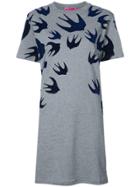 Mcq Alexander Mcqueen Swallow Print Dress - Grey