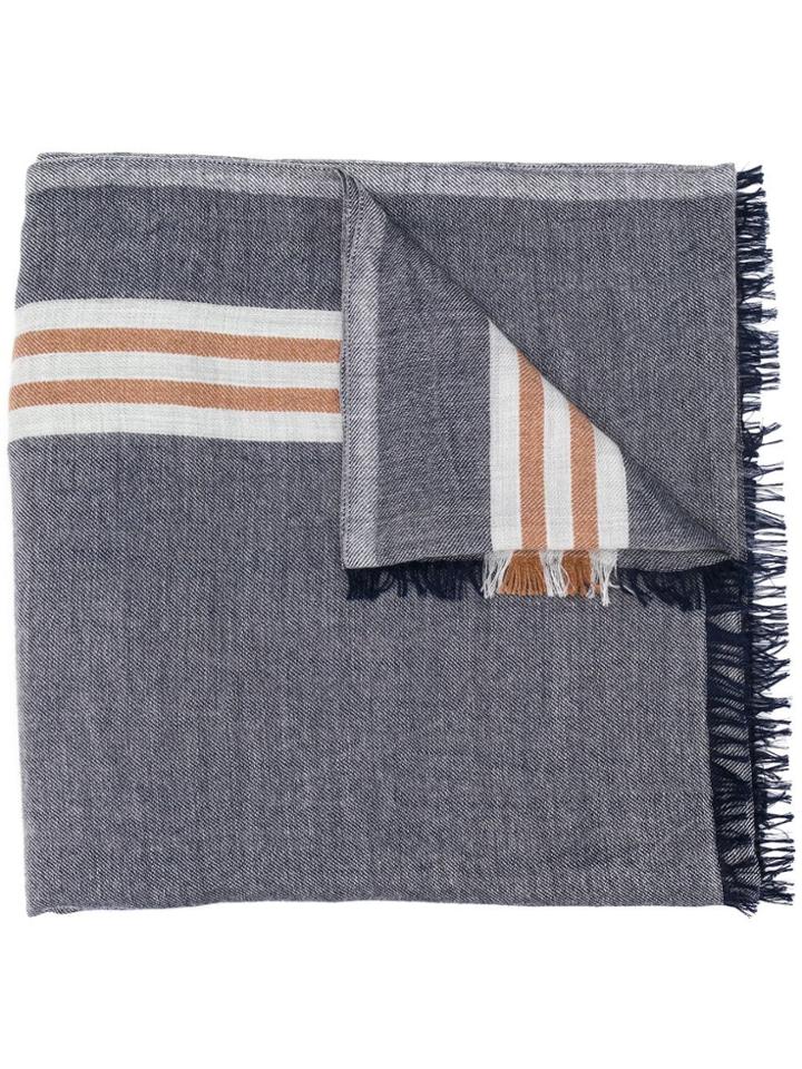 Brunello Cucinelli Long Striped Scarf - Blue