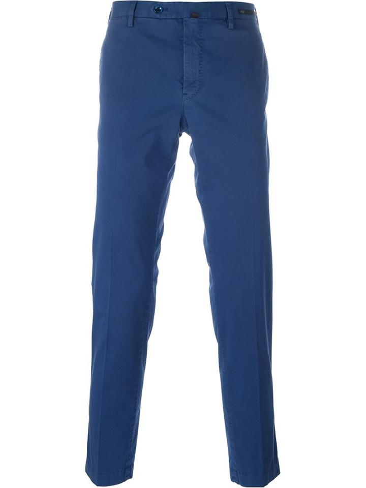Pt01 Tapered Trousers, Men's, Size: 52, Blue, Cotton/spandex/elastane