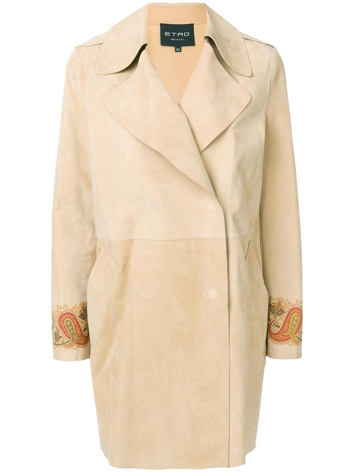 Etro Double-breasted Paisley Print Coat - Nude & Neutrals