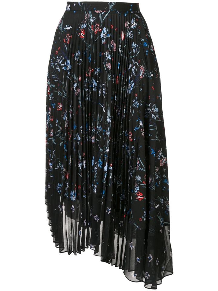 Markus Lupfer Pleated Floral Skirt - Black